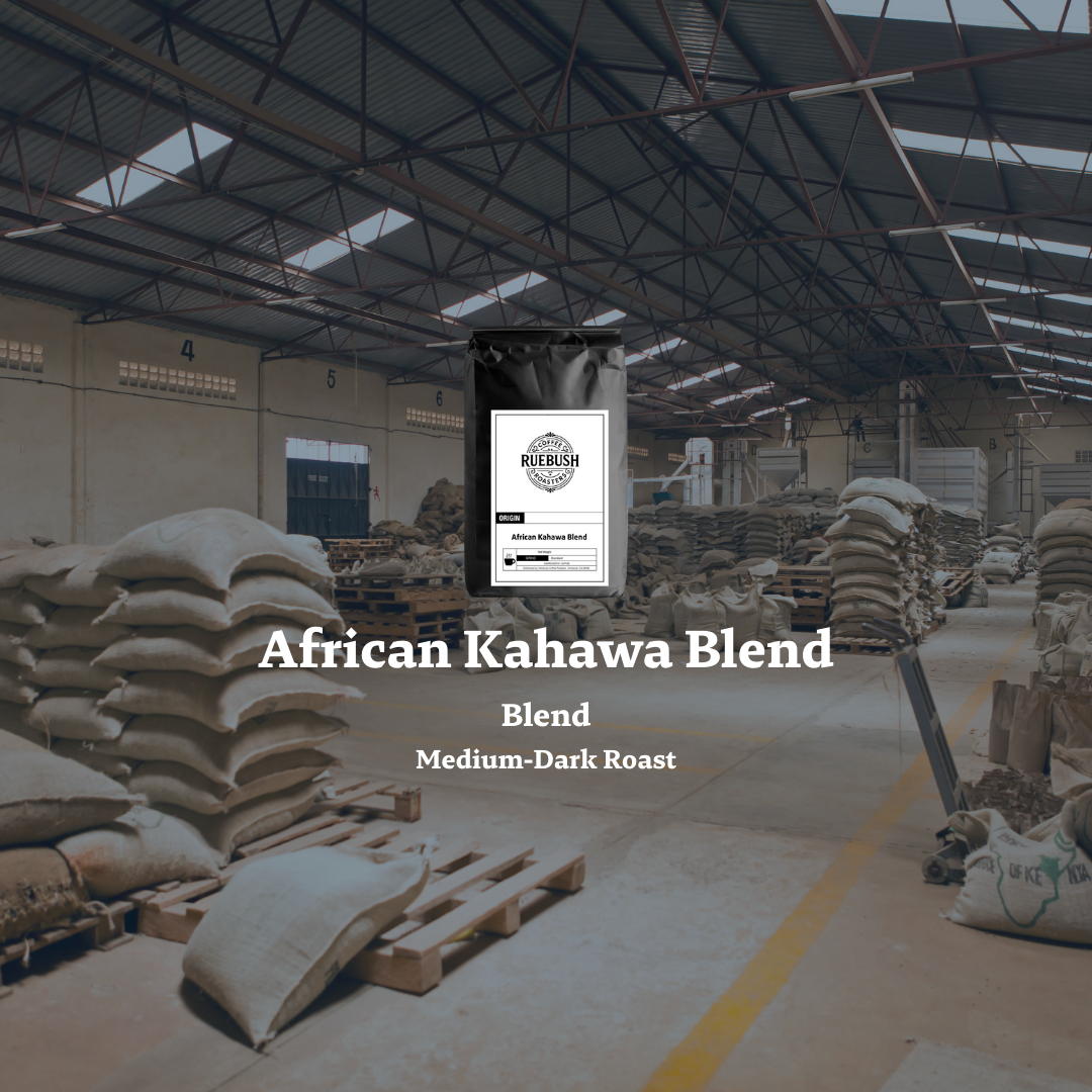 Coffee beans stored and processed in warehouse for African Kahawa Blend by Ruebush Coffee Roasters