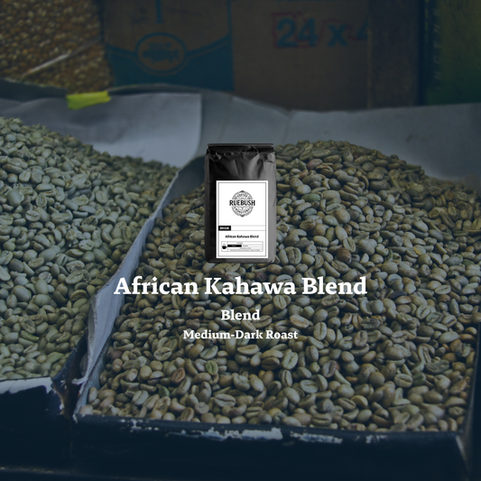 Green coffee beans prepared for roasting African Kahawa Blend by Ruebush Coffee Roasters