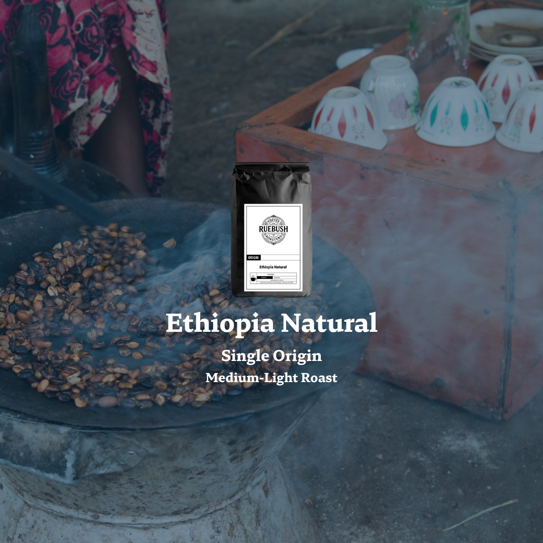 Ethiopia Natural single origin coffee beans being roasted in the traditional way